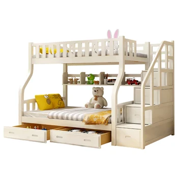 Bukev zgornjo in spodnjo posteljo, bela zakonsko posteljo, multi-funkcijske otroška posteljica