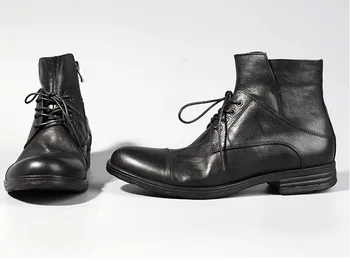 Visoka Kakovost Britanski Moški Škornji Zimski Čevlji Moški korejski Moda Čipke-up Čevlji Modni Retro Gleženj Usnje Moški Škornji moški čevlji