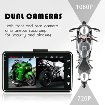 FHD 1080P Vodoodporni Fotoaparat 3inch Motocikel DVR Spredaj Zadaj Dual Camera Vožnje Video Snemalnik Dash Cam Moto Bike HD 1