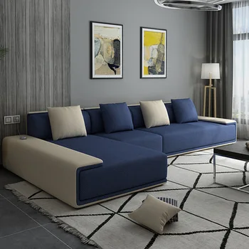 Preprost dnevni sobi latex tkanine kavč majhno stanovanje kavč kombinacija izmenljive tri-sedež kavč pedal 2