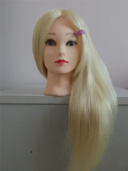 68 cm 80% Blondinka Človeških Las Žensko Manekenka Frizerski Styling Usposabljanje Glavo lutka visoke kakovosti Manekenka Glavo 2